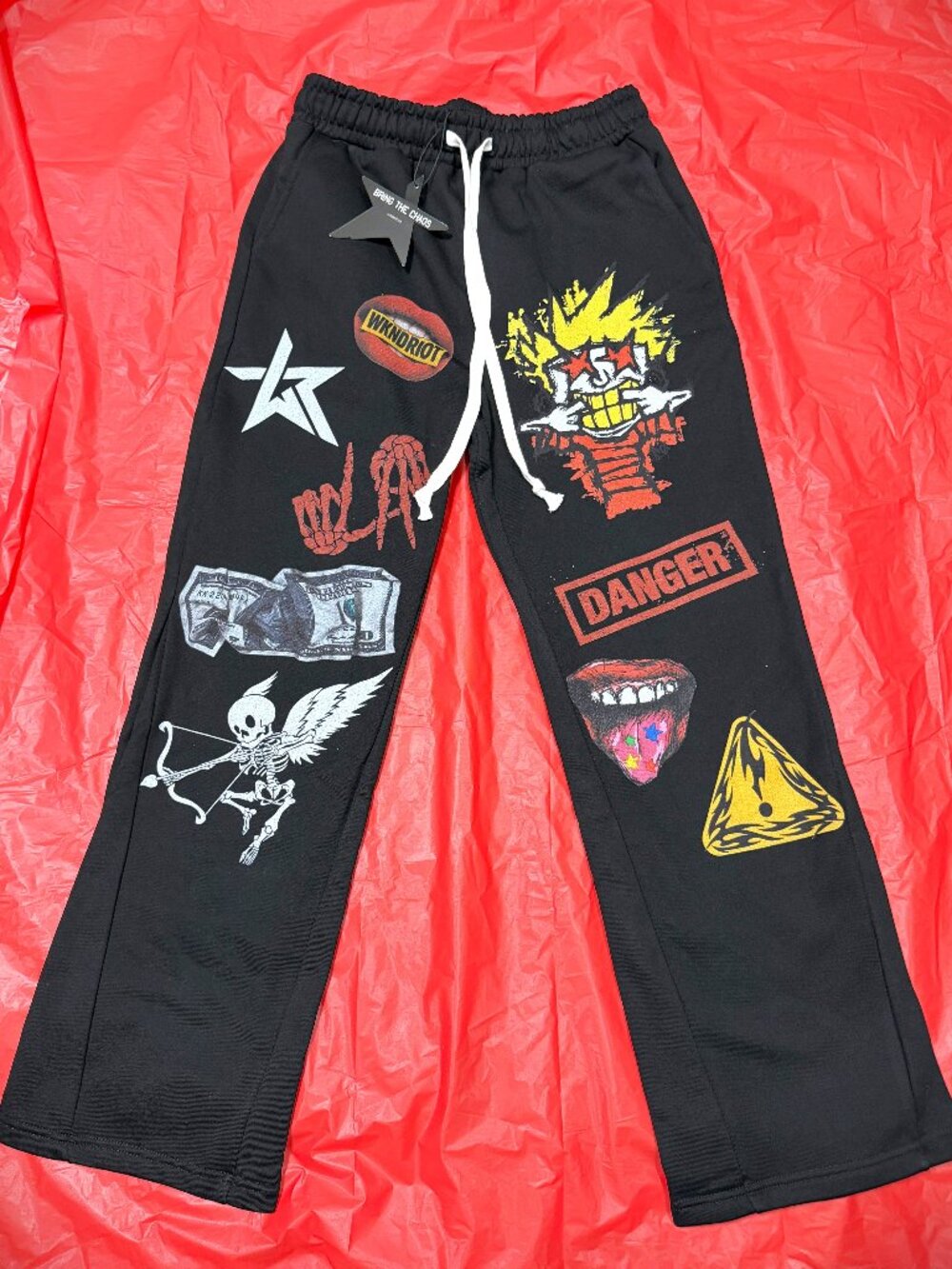WKND RIOT 'Bring the Chaos' Black Lifestyle Stacked Sweatpants Men's Size M